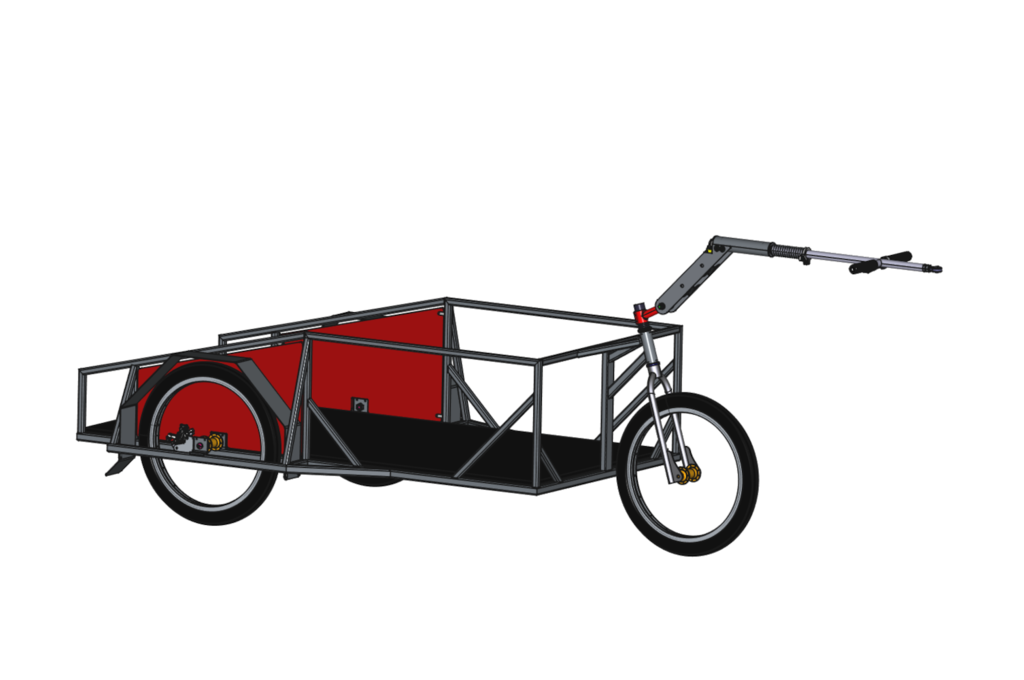 Remorque trois roues grande capacité, 165x80cm et 250kg de charge, avec freinage inertiel